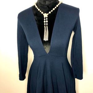 American Apparel navy deep v long sleeve dress
